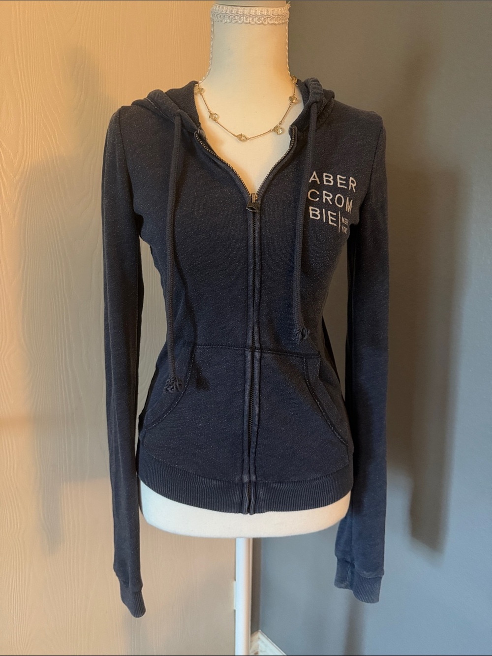 Y2K Abercrombie & Fitch Navy Zip Hoodie